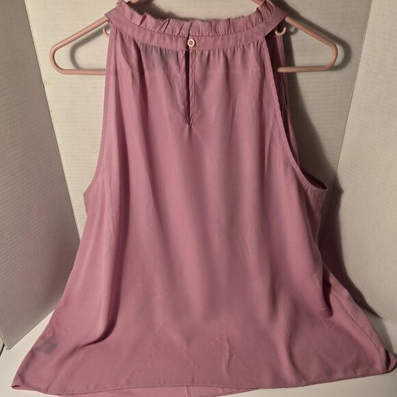 Apt. 9 Pleated Ruffle Neck Mauve Pink Sleeveless Shirt - Picture 2 of 16
